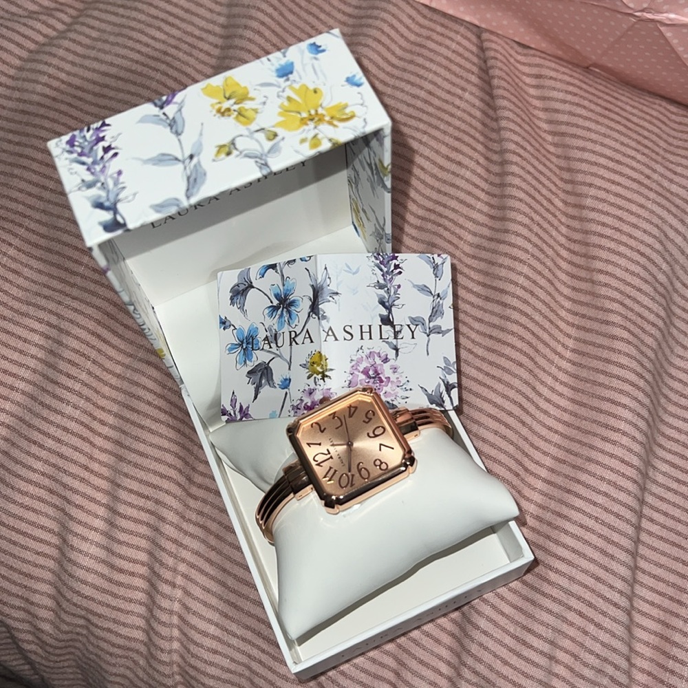 Laura Ashley Rose gold bangle watch